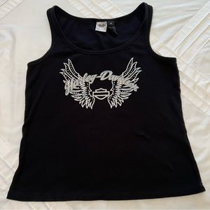 Women’s Black Embellished Harley Davidson Tank Top